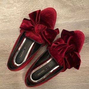 Zara Velvet Loafers With Bow